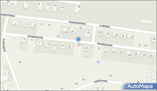 Nowęcin, Relaksowa, 17, mapa Nowęcin