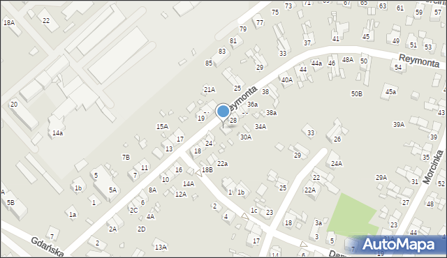 Nysa, Reymonta Władysława, 28a, mapa Nysy