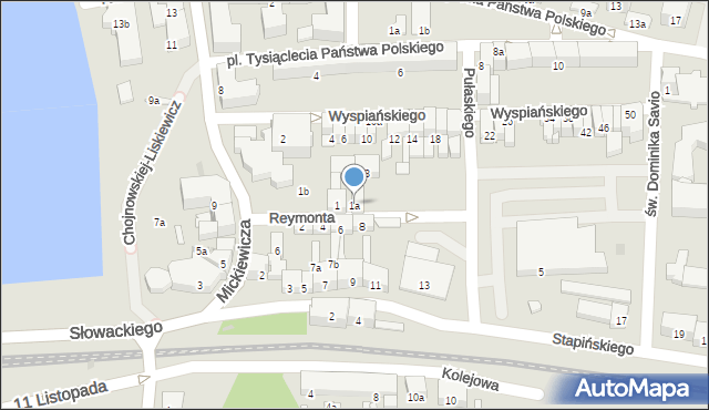 Ostróda, Reymonta Władysława, 1a, mapa Ostróda