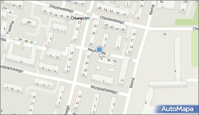 Oświęcim, Reymonta Władysława, 5l, mapa Oświęcimia