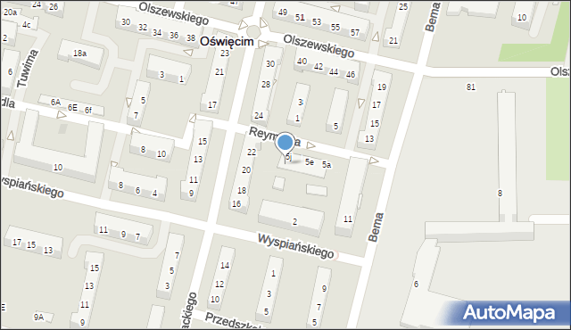 Oświęcim, Reymonta Władysława, 5m, mapa Oświęcimia