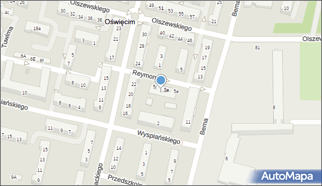 Oświęcim, Reymonta Władysława, 5r, mapa Oświęcimia