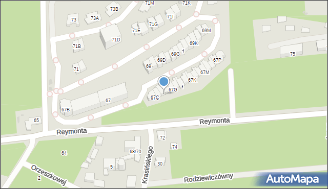 Otwock, Reymonta Władysława, 67E, mapa Otwock