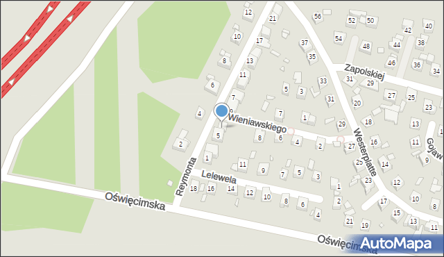 Piekary Śląskie, Reymonta Władysława, 5a, mapa Piekary Śląskie