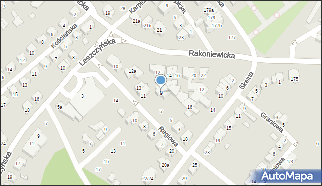 Poznań, Reglowa, 9, mapa Poznania