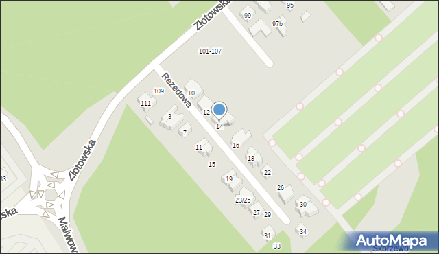 Poznań, Rezedowa, 14, mapa Poznania