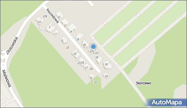 Poznań, Rezedowa, 24, mapa Poznania