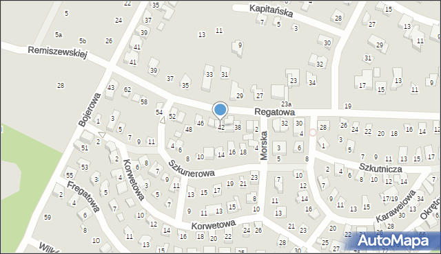 Poznań, Regatowa, 42, mapa Poznania