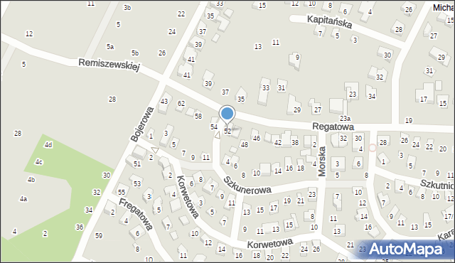 Poznań, Regatowa, 52, mapa Poznania