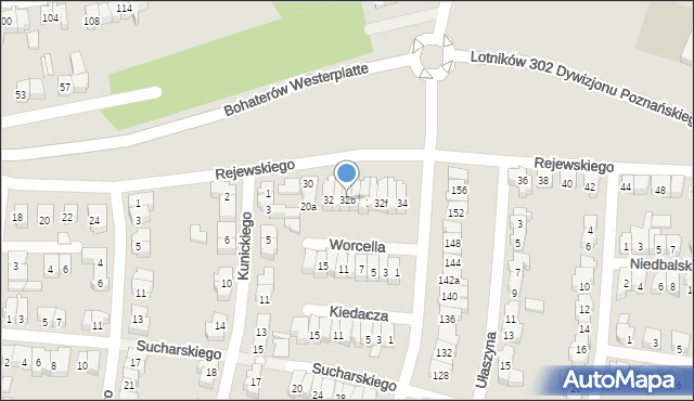 Poznań, Rejewskiego Mariana, 32b, mapa Poznania