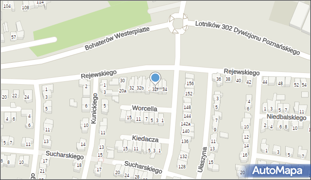 Poznań, Rejewskiego Mariana, 32f, mapa Poznania