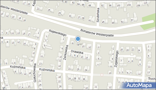 Poznań, Rejewskiego Mariana, 8, mapa Poznania