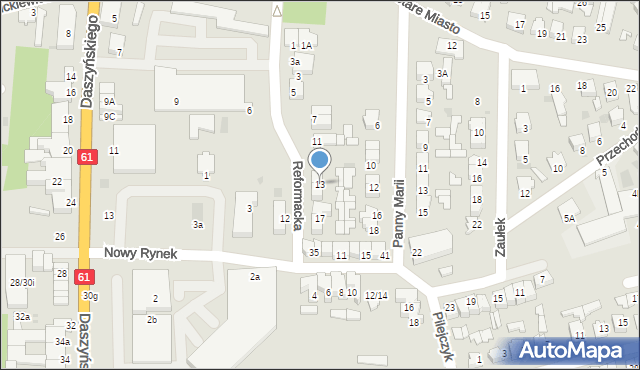 Pułtusk, Reformacka, 13, mapa Pułtusk