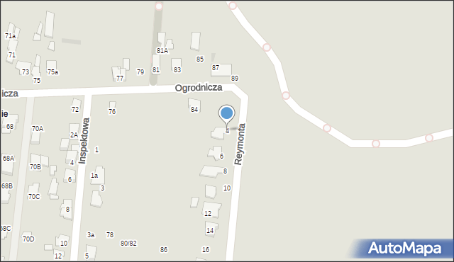 Radom, Reymonta Władysława, 4, mapa Radomia