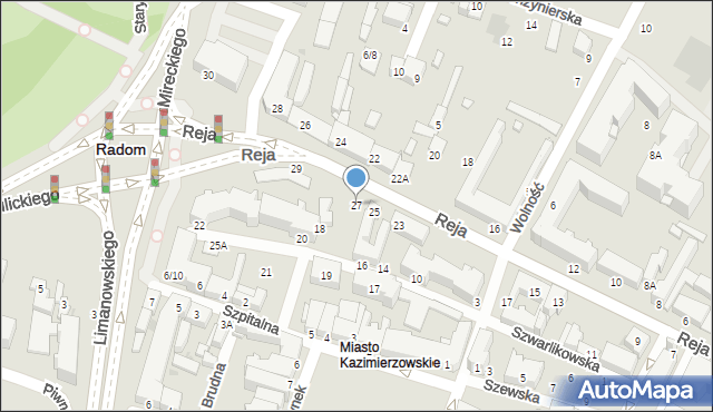 Radom, Reja Mikołaja, 27, mapa Radomia