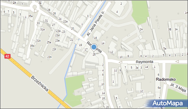 Radomsko, Reymonta Władysława, 15, mapa Radomsko