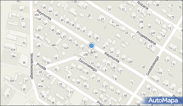 Raszyn, Reymonta Władysława, 35, mapa Raszyn