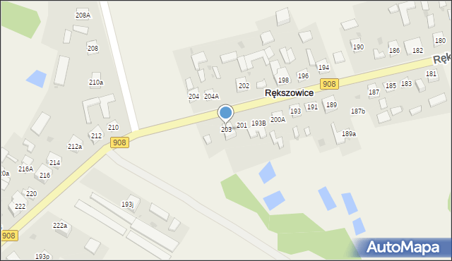 Rększowice, Rększowice, 203, mapa Rększowice