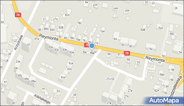 Rybnik, Reymonta Władysława, 59a, mapa Rybnika