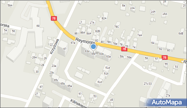 Rybnik, Reymonta Władysława, 63c, mapa Rybnika