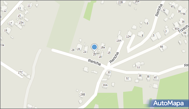 Rybnik, Rericha Jana, 20, mapa Rybnika