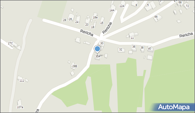 Rybnik, Rericha Jana, 30A, mapa Rybnika