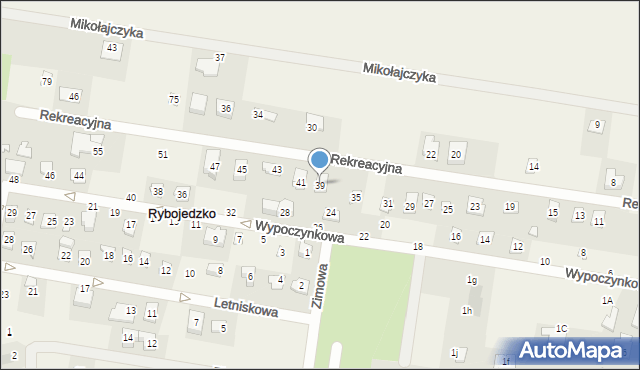 Rybojedzko, Rekreacyjna, 39, mapa Rybojedzko