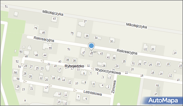 Rybojedzko, Rekreacyjna, 45, mapa Rybojedzko