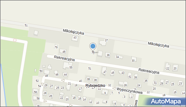 Rybojedzko, Rekreacyjna, 75, mapa Rybojedzko