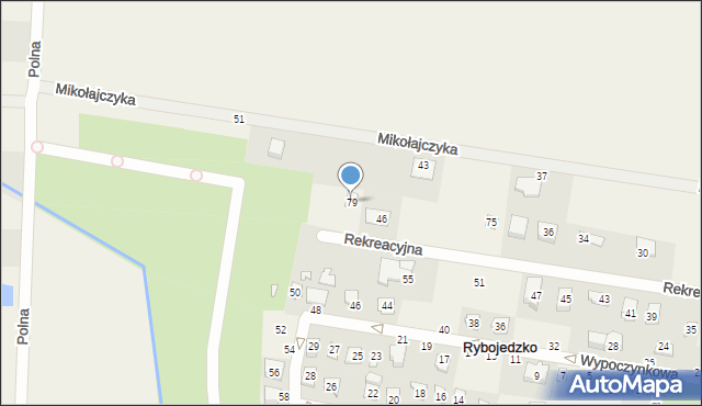 Rybojedzko, Rekreacyjna, 79, mapa Rybojedzko