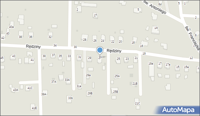 Sędziszów Małopolski, Rędziny, 27, mapa Sędziszów Małopolski