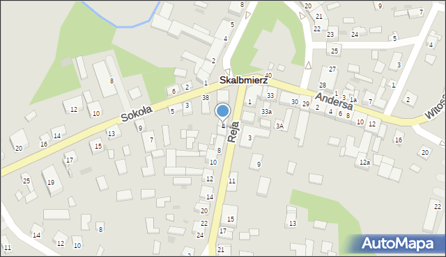 Skalbmierz, Reja Mikołaja, 4, mapa Skalbmierz