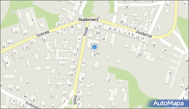 Skalbmierz, Reja Mikołaja, 9, mapa Skalbmierz