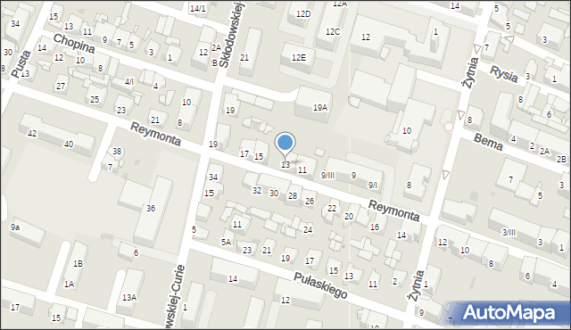 Sosnowiec, Reymonta Władysława, 13, mapa Sosnowca