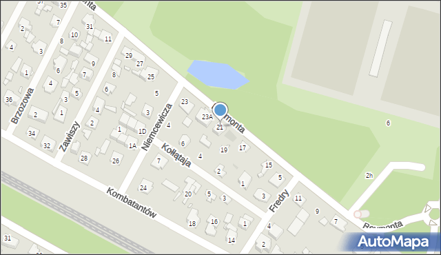 Sulejówek, Reymonta Władysława, 21, mapa Sulejówek