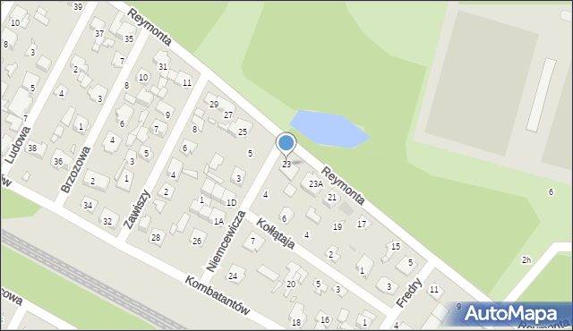 Sulejówek, Reymonta Władysława, 23, mapa Sulejówek