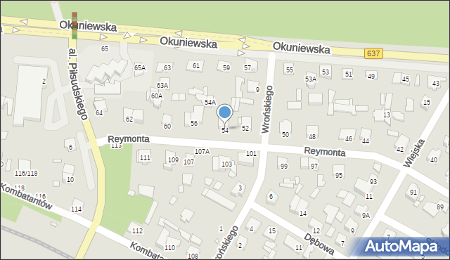 Sulejówek, Reymonta Władysława, 54, mapa Sulejówek