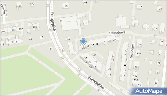 Szczecin, Rezedowa, 41, mapa Szczecina