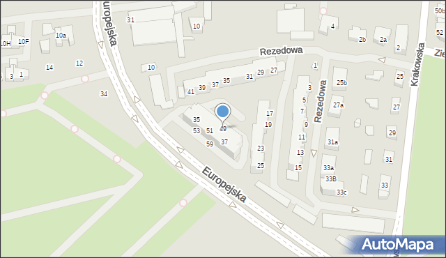 Szczecin, Rezedowa, 49, mapa Szczecina