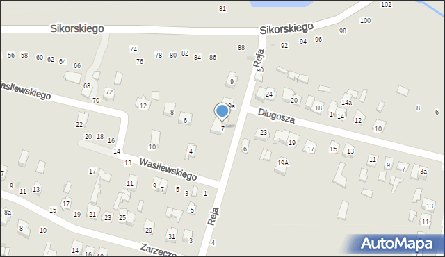 Tomaszów Lubelski, Reja Mikołaja, 7, mapa Tomaszów Lubelski