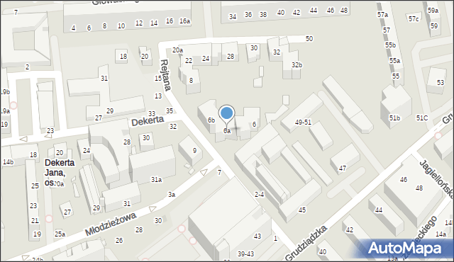 Toruń, Rejtana Tadeusza, 6a, mapa Torunia