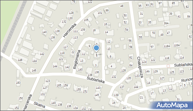 Tychy, Regionalna, 5, mapa Tychów