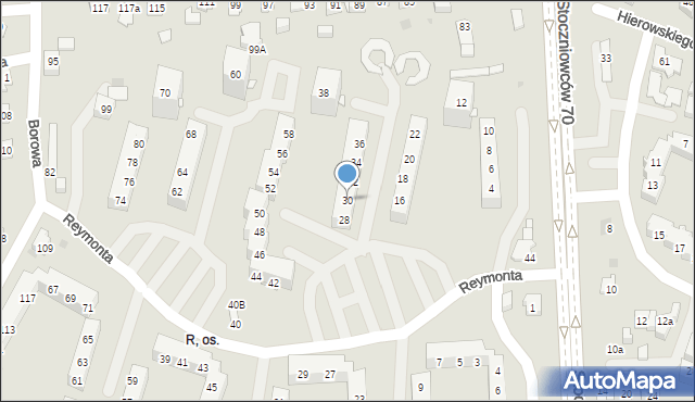 Tychy, Reymonta Władysława, 30, mapa Tychów