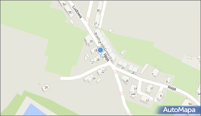 Wałbrzych, Reja Mikołaja, 28A, mapa Wałbrzycha