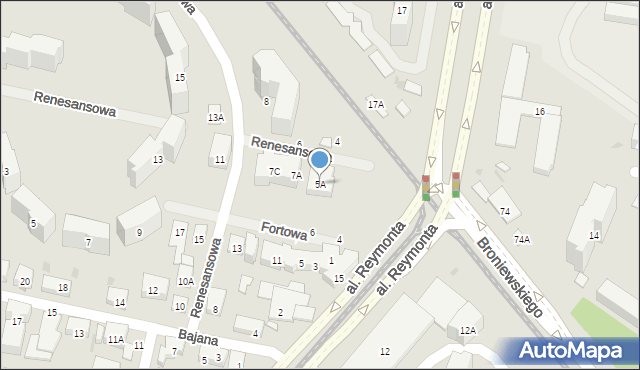 Warszawa, Renesansowa, 5A, mapa Warszawy