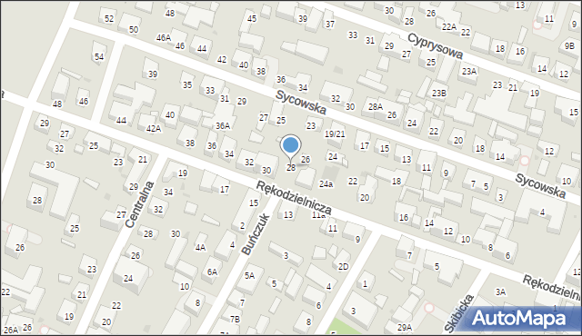 Warszawa, Rękodzielnicza, 28, mapa Warszawy