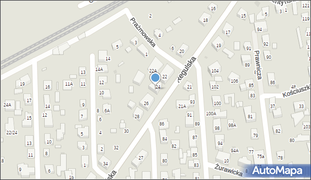 Warszawa, Regulska, 24A, mapa Warszawy