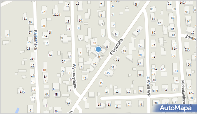 Warszawa, Regulska, 38, mapa Warszawy