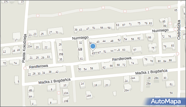 Warszawa, Reniferowa, 43, mapa Warszawy