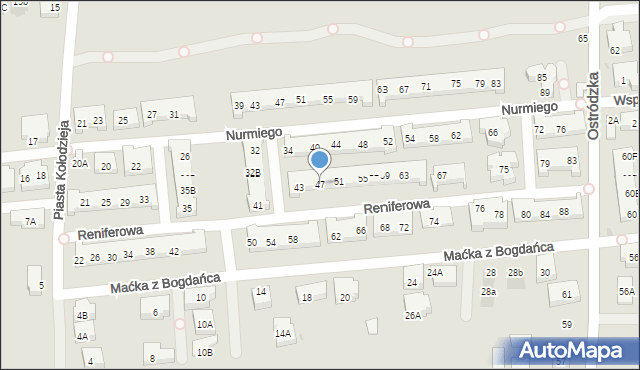 Warszawa, Reniferowa, 47, mapa Warszawy